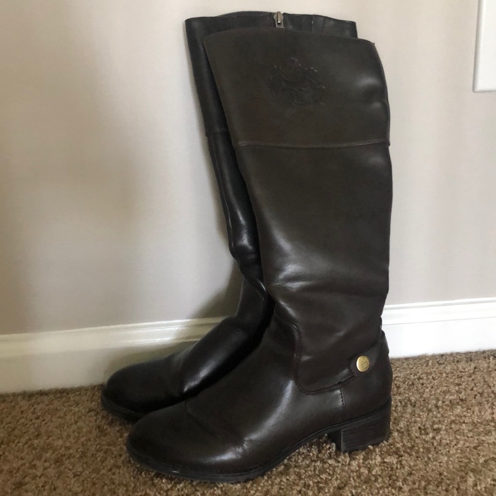Brown leather riding boots